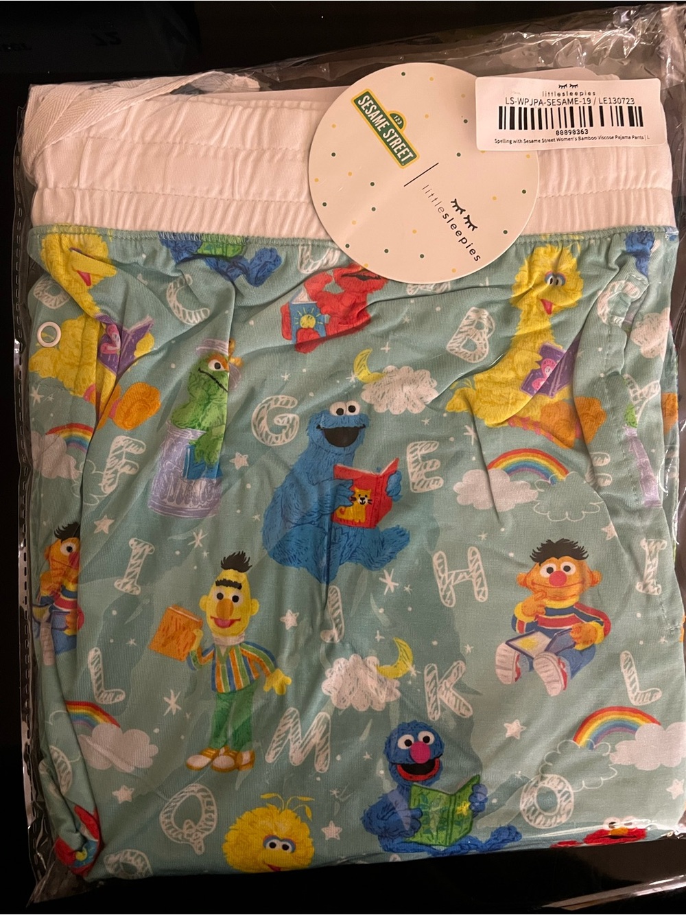 Little Sleepies Sesame Street Kids' Mint Green Character Pajama Pants